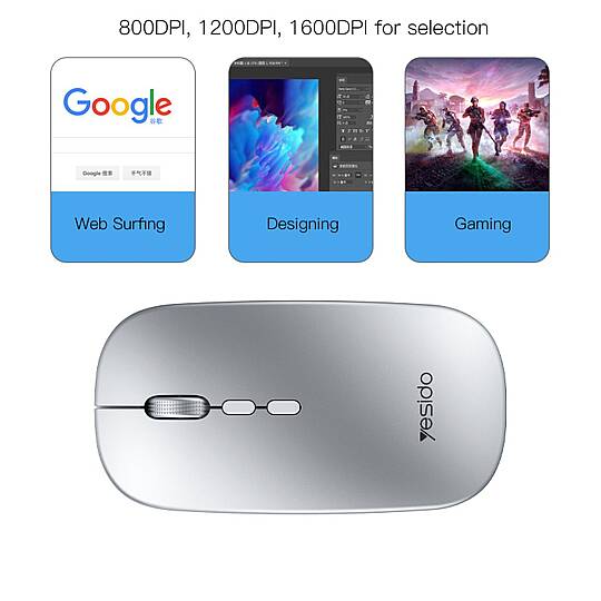 2.4G Ergonomik Kablosuz Mouse - Gümüş - 2
