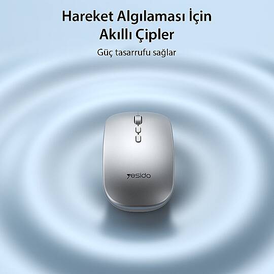 2.4G Ergonomik Kablosuz Mouse - Gümüş - 3