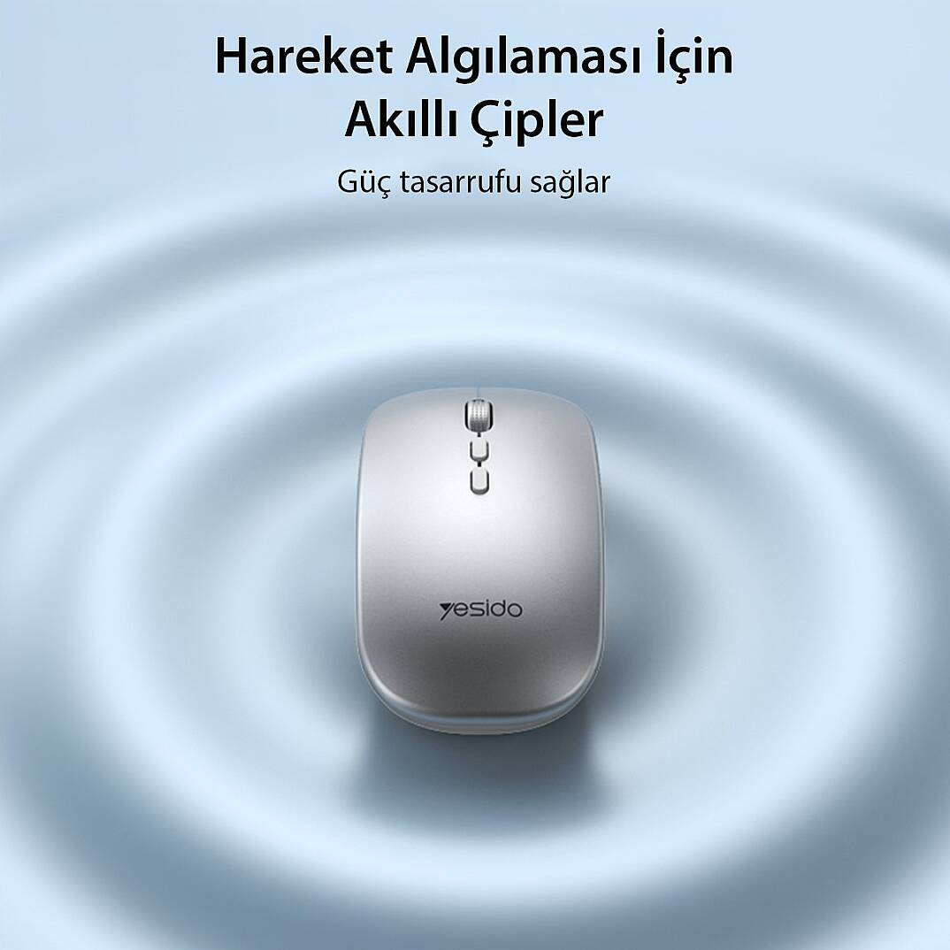 2.4G Ergonomik Kablosuz Mouse - Gümüş - 3