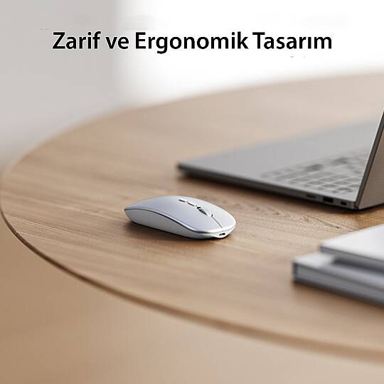 2.4G Ergonomik Kablosuz Mouse - Gümüş - 4