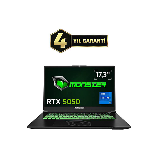 Monster Abra A7 V16.2.2 Intel Core i7 13700HX 32 GB RAM 1 TB SSD 8 GB RTX 5050 FreeDOS 17,3" FHD 144 Hz Oyun Bilgisayarı - 1