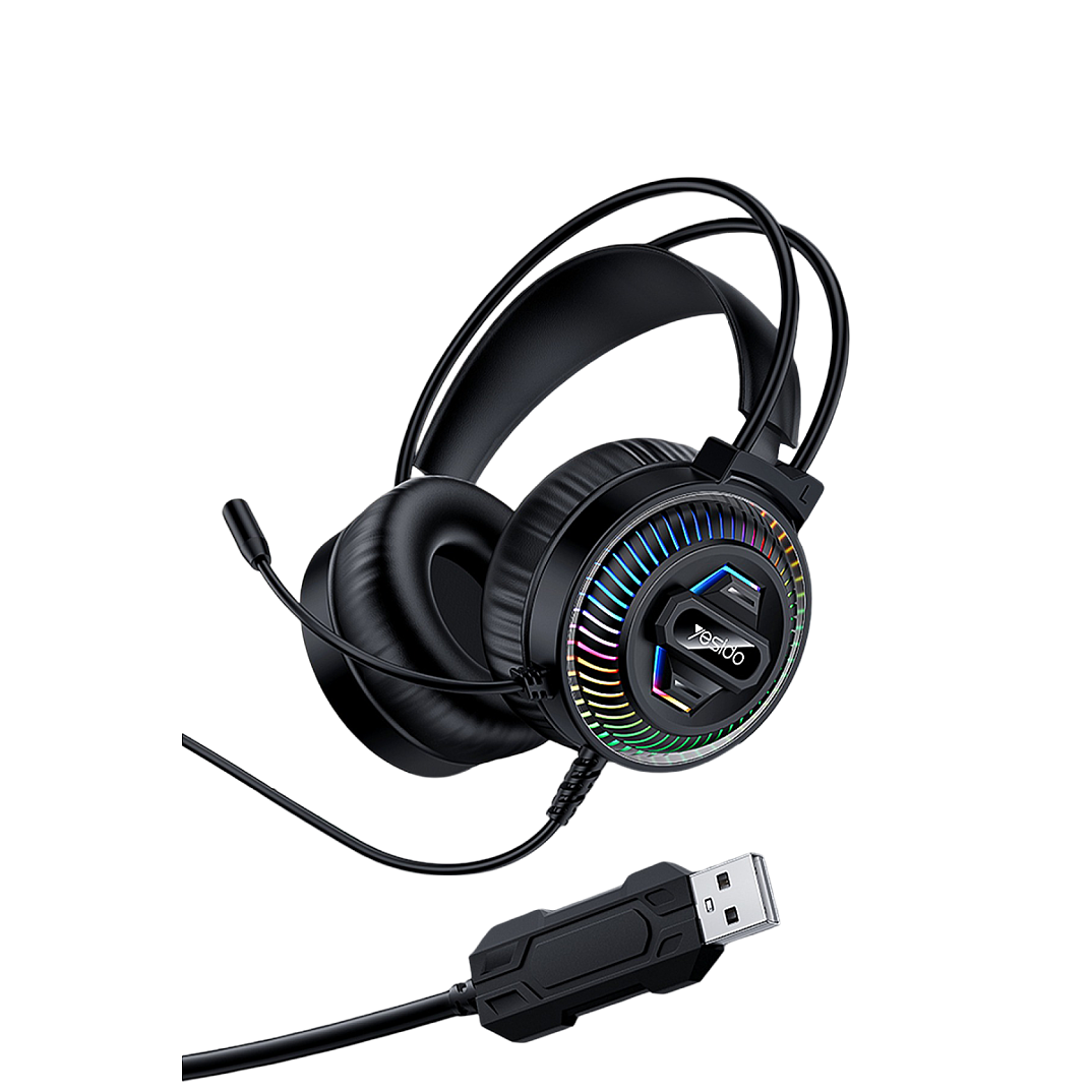 RGB Işıklı Mikrofonlu Kablolu Oyuncu Kulaklığı - Siyah - 3