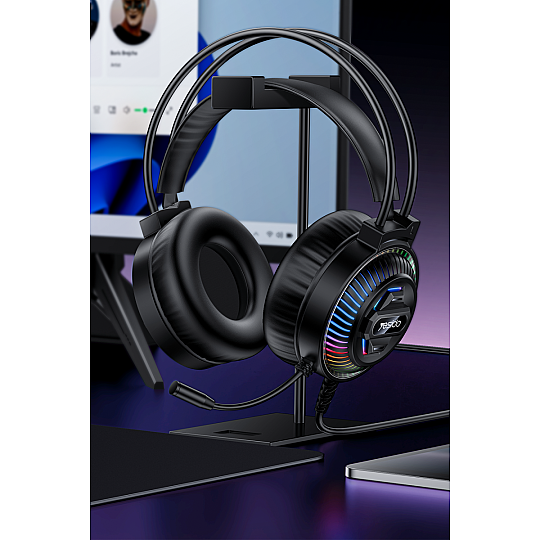 RGB Işıklı Mikrofonlu Kablolu Oyuncu Kulaklığı - Siyah - 4