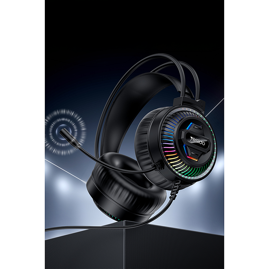 RGB Işıklı Mikrofonlu Kablolu Oyuncu Kulaklığı - Siyah - 5